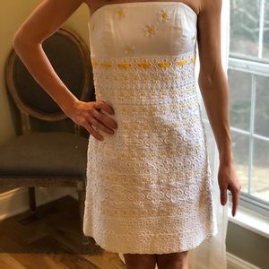 Lily Pulitzer White Flower Strapless Dress